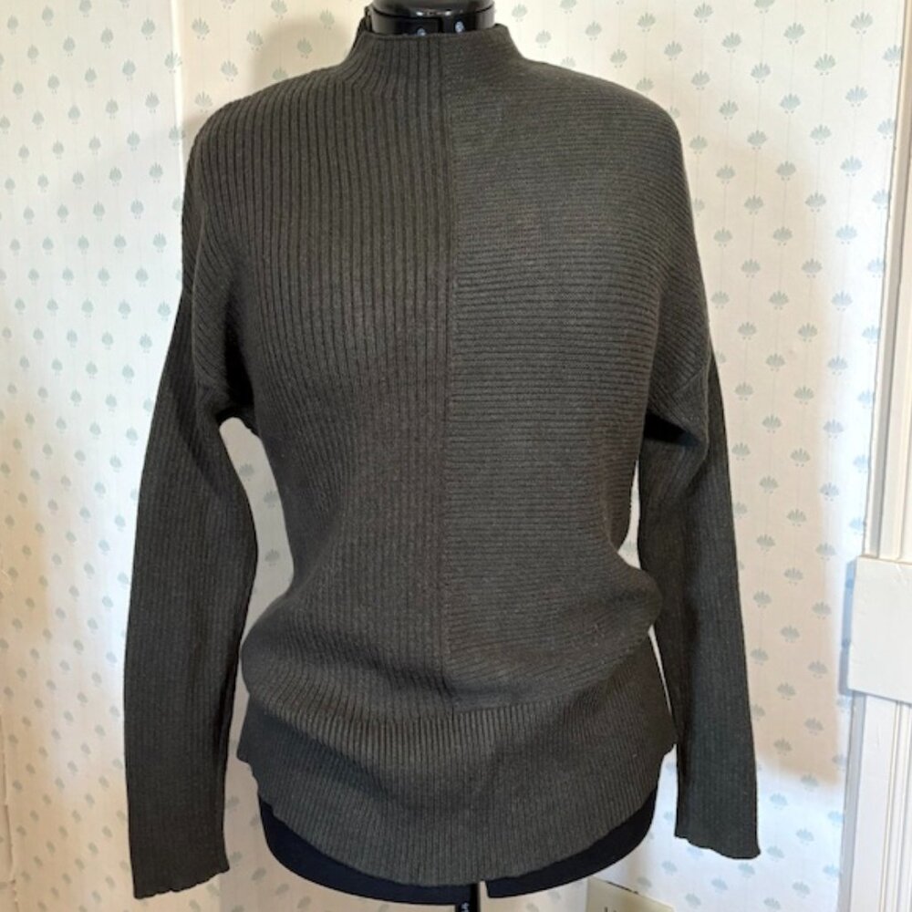 Cyrus Waxed Lode Knit Mock Turtle Neck Sweater | Green | M